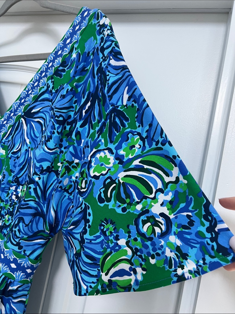 Lilly Pulitzer Women’s Blue Green Floral Maxi Dress Size 10 | V-Neck 3/4 Sleeve - Picture 10 of 10